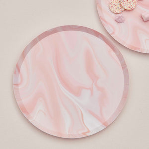 Rosa marmor papptallrik 8-pack