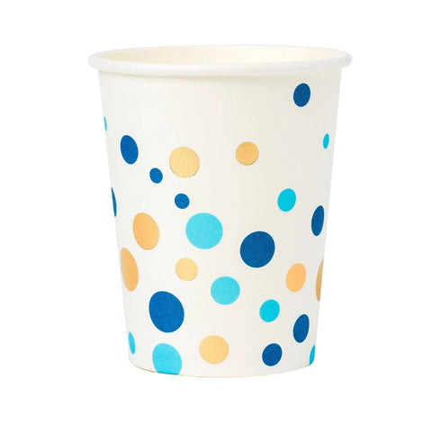 Pappersmugg blå/guld 8-pack