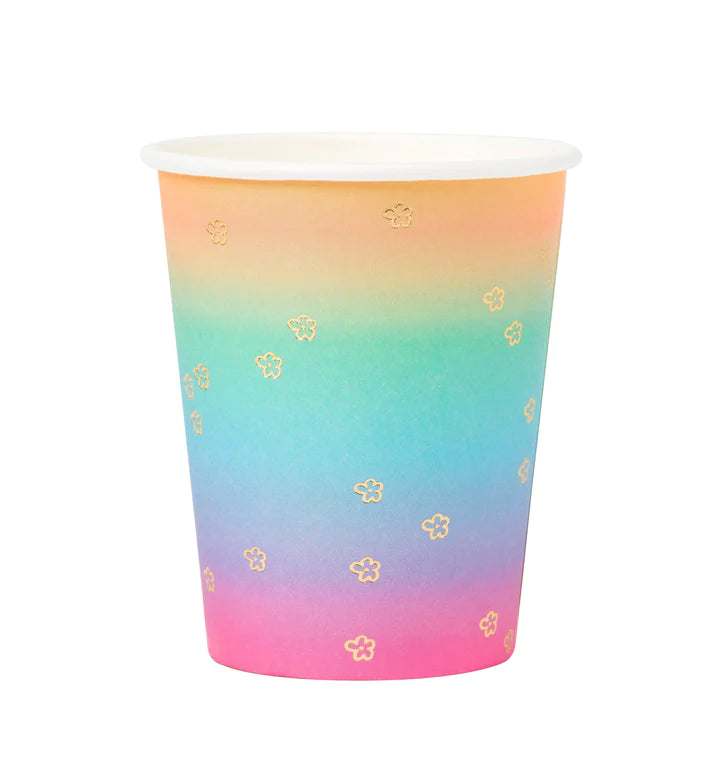 Pappersmugg Ombre regnbåge 8-pack