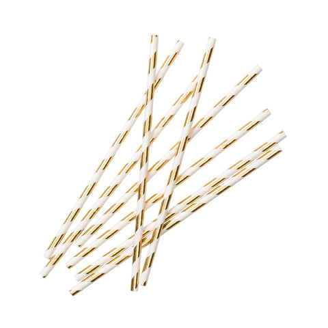 Sugrör guld/vit 24-pack
