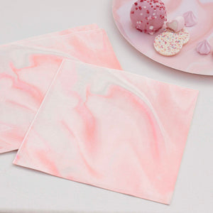 Rosa marmor servetter 16-pack