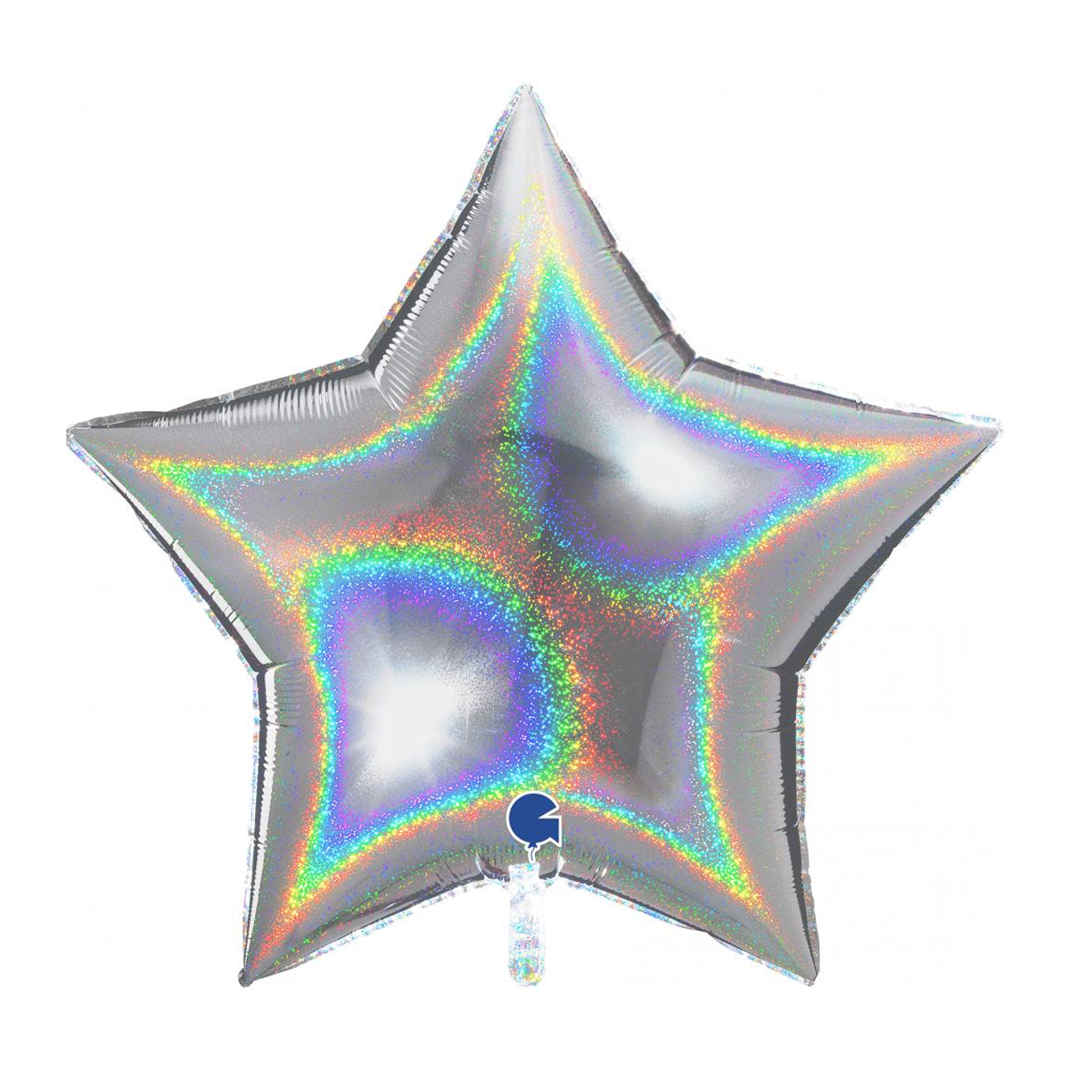 Stjärna folieballong 90cm silver holografisk