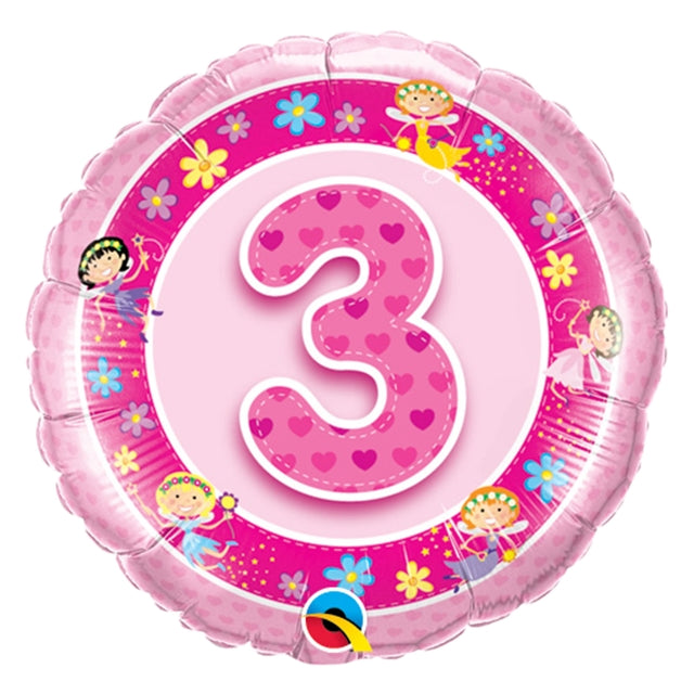 3 år Féer rosa folieballong 45cm