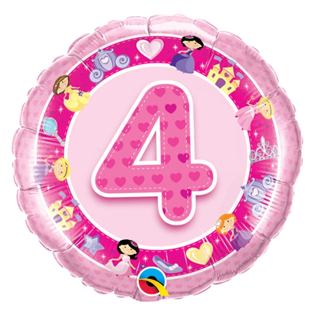 4 år prinsessor rosa folieballong 45cm