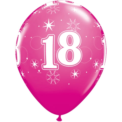 18 år Rosa 28cm Latexballong 6-pack