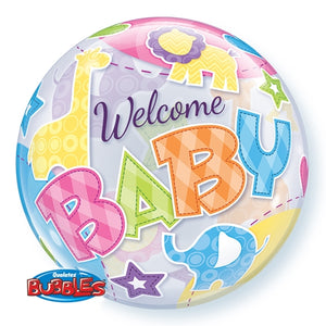 Welcome baby djur ballongbubbla 55cm