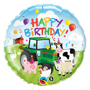 Kopia av Happy birthday traktor och djur folieballong 45cm