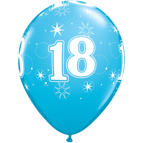 18 år blå 28cm Latexballong 6-pack