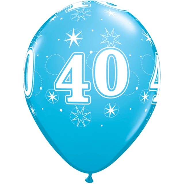 40 år blå 28cm Latexballong 6-pack