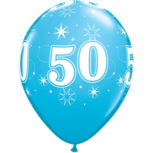 50 år blå 28cm Latexballong 6-pack