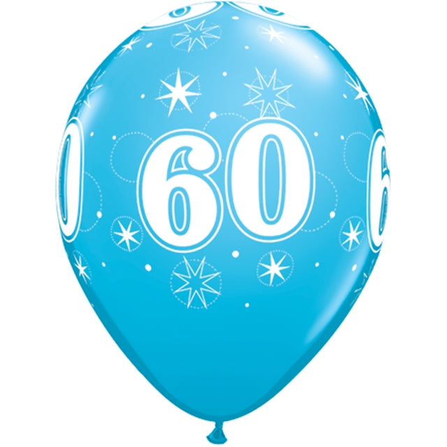60 år blå 28cm Latexballong 6-pack