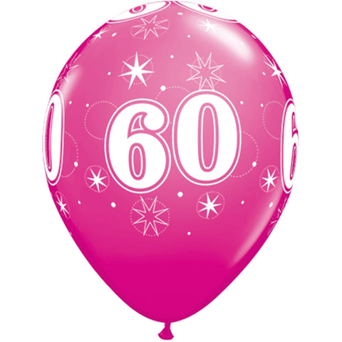 60 år rosa 28cm Latexballong 6-pack