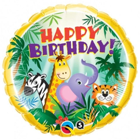 Happy birthday djungeldjur 45cm folieballong