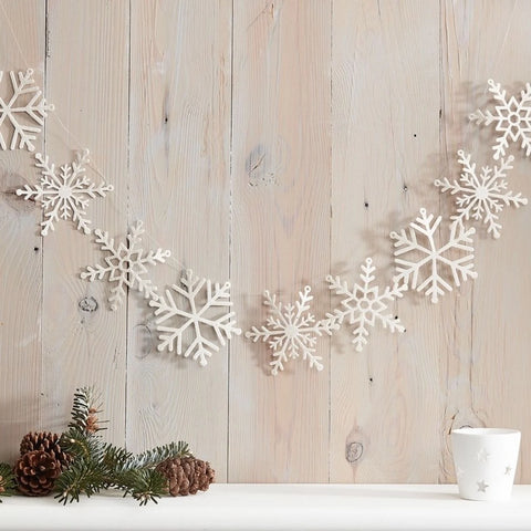 Girlang snöflingor vit glitter 2m